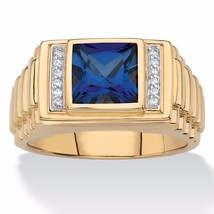 Sapphire And Diamond Accent 18K Gold Over Sterling Silver Ring 8 9 10 11 12 13 - £237.04 GBP