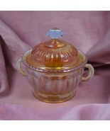 Carnival Glass Sugar Bowl Marigold Color with a Zipper Variant Pattern- ... - £25.50 GBP