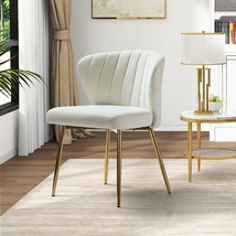 Hulala Home Velvet Dining Chairs, Modern Small Armless Accent Chair With, Ivory - £93.51 GBP