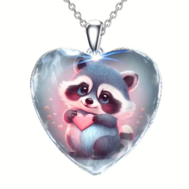 Raccoon Heart Pendant Necklace - New - £10.38 GBP