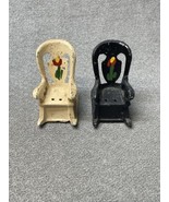 Vintage Salt &amp; Pepper Shakers Painted Cast Iron Rocking Chairs Black Whi... - $17.65 CAD