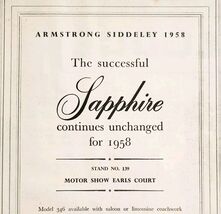 1957 Armstrong Siddeley Sapphire Import Advertisement Autocar London Sho... - $13.50