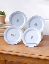 Set of Four (4) White ~ Melamine ~ Appetizer Plates ~ Yum ~ Nibble ~ Mun... - €29,96 EUR