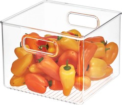 8&quot; X 8&quot; X 6&quot; Clear Plastic Fridge And Pantry Organizer Bin With Integrated - £28.24 GBP