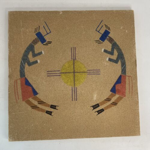 Primary image for Vintage Navajo Sand Sandstone Painting by Wilford Notsinneh SIGNED Native Art