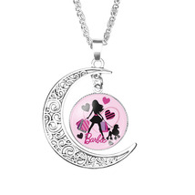 1 Barbie Moon Crescent Glass Cabochon Pendant Necklace #1 - £7.96 GBP