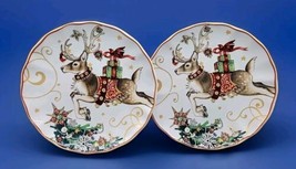 Williams Sonoma Twas the Night Before Christmas Reindeer Salad Plates Set of 2 - $47.52