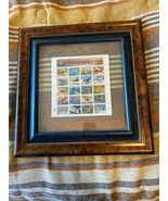 Classic American Aircraft Stamp Set in a Burl wood Frame 17X17 - $25.00