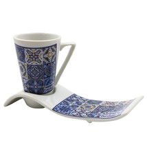 Portuguese Ceramic Tile Azulejo Espresso Cup with Serving Tray, Made in Portugal - £28.41 GBP