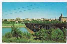 Saskatchewan Postcard Saskatoon Skyline River &amp; Nineteenth St Bridge - £1.67 GBP