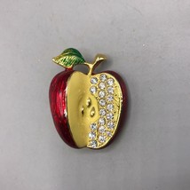 Apple Rhinestone Brooch Pin - $35.55