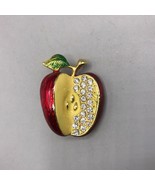 Apple Rhinestone Brooch Pin - £28.32 GBP