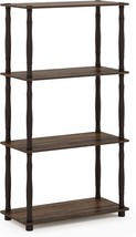 Classic Tubes 4-Tier Multipurpose Shelf Display Rack, Walnut/Brown, Furinno. - £37.72 GBP