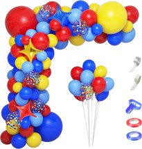 Carnival Circus Balloons Arch Garland Kit 121Pcs Red Blue Yellow Rainbow Confett - £24.01 GBP