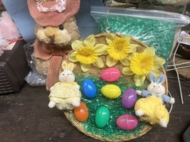 Lot of Vintage Easter Decorations Bunny Eggs Grass - £14.38 GBP