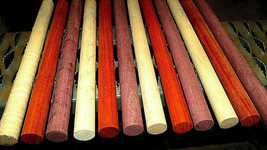 9 Pieces Colorful Round Dowel Rod Yellowheart, Purpleheart, Padauk 12&quot; X 15/16&quot; - £28.44 GBP