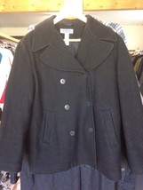 Old Navy Black Wool Blend US Military Style Peacoat Pea Coat Quilt Lined M Women - £36.87 GBP