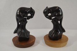Herta Gerz Black Squirrel Figurines Canadian Wildlife Sculpture Vtg Art Set Gift - £46.25 GBP