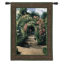 76x53 IN THE GARDEN Arch Roses Floral Flower Nature Tapestry Wall Hanging - £224.83 GBP