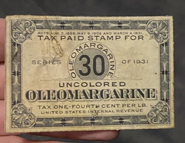 oleomargarine tax stamp 30 uncolored series of 1931 - £7.47 GBP