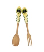 Orvieto Hand-Painted Olive Tree Design Wood Salad Serving Fork &amp; Spoon S... - $42.08