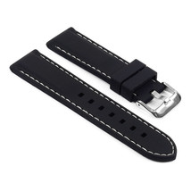 22mm Soft Silicone Rubber Diver Watch Strap with White Stitching - £8.71 GBP