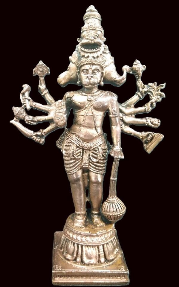 Panchmukhi Hanuman Idol In Pure Solid Copper - $123.75