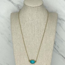 Gold Tone Blue Rhinestone Chain Link Necklace - $6.92