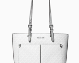 New Michael Kors Jet Set Travel Medium Double Pocket Logo Tote Optic White - $104.41