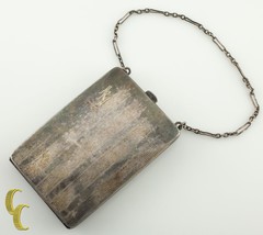 Antique Silverplate WM &amp; Co Vanity Compact Card Holder w/ Chain Nice Det... - $2,370.91 MXN