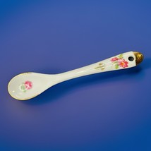 Vintage Hand Painted Porcelain Serving Teaspoon Or Condiment Spoon  Floral - $7.92
