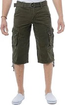 X RAY Men&#39;s Belted Tactical Below Knee Length Long Cargo Shorts, Olive, 30 - £23.34 GBP