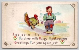 Thanksgiving Greetings from a Little Dutch Boy Postcard J29 - £3.94 GBP