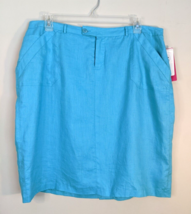 NWT Macy’s Sunny Leigh Teal Blue Linen Lined Knee Length Skirt MIDI SZ 1... - €13,88 EUR