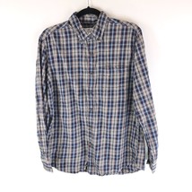 Club Room Mens Lightweight Slim Fit Button Down Plaid Flannel Shirt Blue M - £10.05 GBP