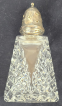 VINTAGE  GORGEOUS CUT GLASS CRYSTAL &amp; STERLING SILVER SUGAR SHAKER ANTIQUE - $39.59