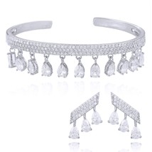 Korea Arabia Bangle Earring Set Jewelry Set For Women Wedding Trendy Cubic Zirco - $51.29