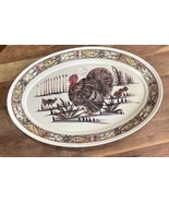 Vintage WILD TURKEY Serving PLATTER AUTUMN Thanksgiving TRAY 21”x 15” - €14,33 EUR