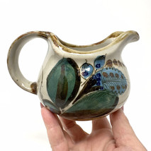 Mexican Pottery Creamer Tonala Ken Edwards Bluebird Flowers Butterfly Folk Art - $17.42