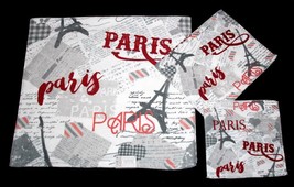 3 Kassafina Paris Eiffel Tower Hearts Script Velour Bath Hand Towels Was... - $39.99