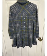 John Mark womens Plaid knit cowl neck tunic top lagenlook Sz M Back Button - £24.44 GBP