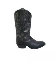 Tony Lama NACOGDOCHES 13&quot; TEJU LIZARD Black Cowboy Boots Size 10.5 Barel... - $252.45