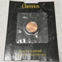 Cheerios 2000 Lincoln Penny Cent Coin Uncirculated COA Millennium Promotion - £36.16 GBP