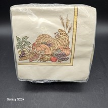 Vintage Thanksgiving Napkins Horn Of Plenty Luncheon 2ply 48ct Food Friends - €5,15 EUR