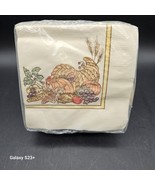Vintage Thanksgiving Napkins Horn Of Plenty Luncheon 2ply 48ct Food Friends - $111.80 MXN