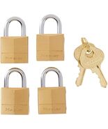 Master Lock Padlock, Solid Brass Lock, 3/4 in. Wide, 120Q (Pack of 4-Keyed - $480.01 MXN