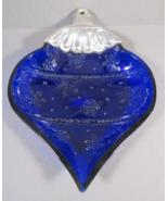 Cobalt Blue Glass Ornament Dish TOWEL SILVERSMITHS Christmas Candy Nuts ... - £8.09 GBP