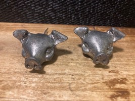 Lot of 2 Vintage 1971 Metzke Antique Pewter Hog Pig Head Corn Holders - €5,95 EUR