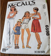 McCalls Sewing pattern 6598 Girls 1970s Jumpsuit Wrap Skirt Summer - $6.92