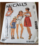McCalls Sewing pattern 6598 Girls 1970s Jumpsuit Wrap Skirt Summer - £5.45 GBP